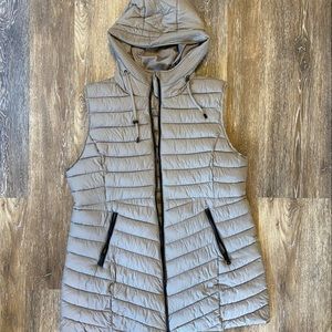Tan Long Puffy Vest